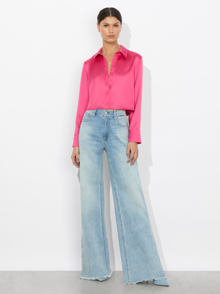 LEON CROPPED BUTTON DOWN - RASPBERRY image 4 - Alice And Olivia