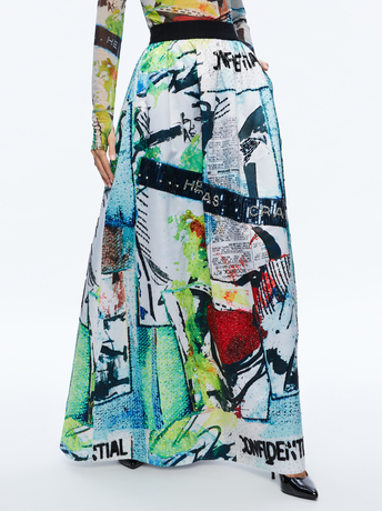 CONFIDENTIAL-A+O X BASQUIAT TINA EMBELLISHED MAXI SKIRT