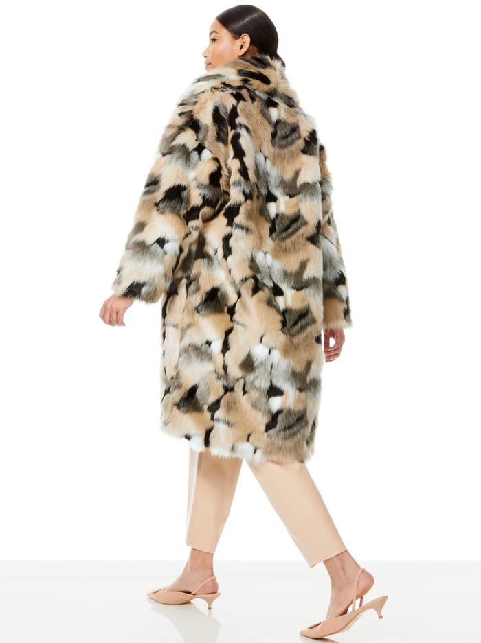 YETTA FAUX FUR COAT - NEUTRAL/BLACK image 1 - ALICE + OLIVIA