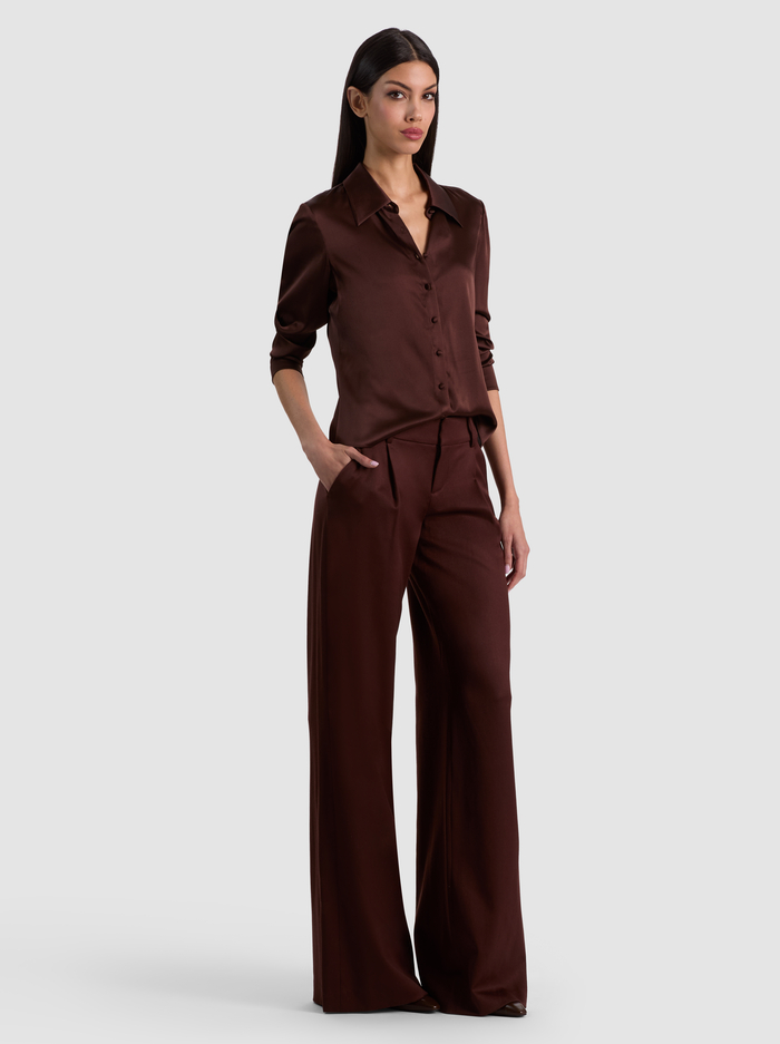 WILLA SILK BLOUSE - DARK CHOCOLATE image 4 - ALICE + OLIVIA