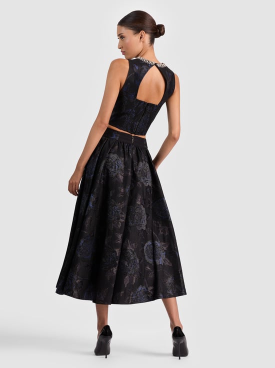 BLACK-CHERRA EMBELLISHED CROP TOP