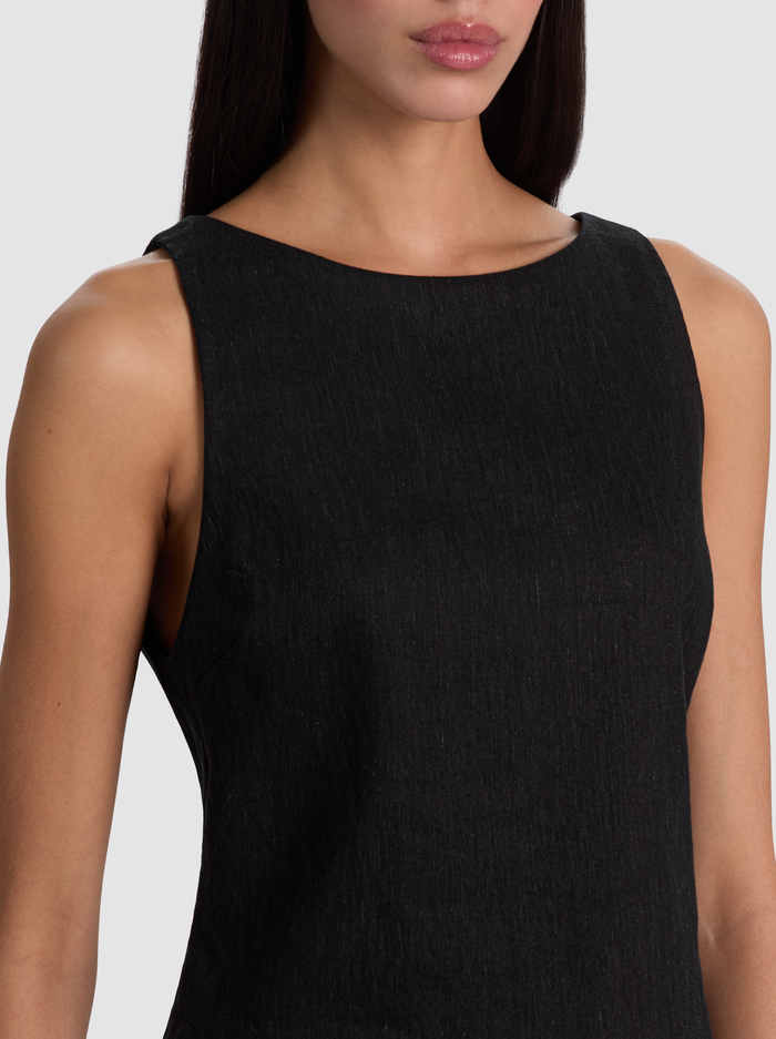 YVETTE LINEN BOAT NECK TANK - BLACK image 3 - ALICE + OLIVIA