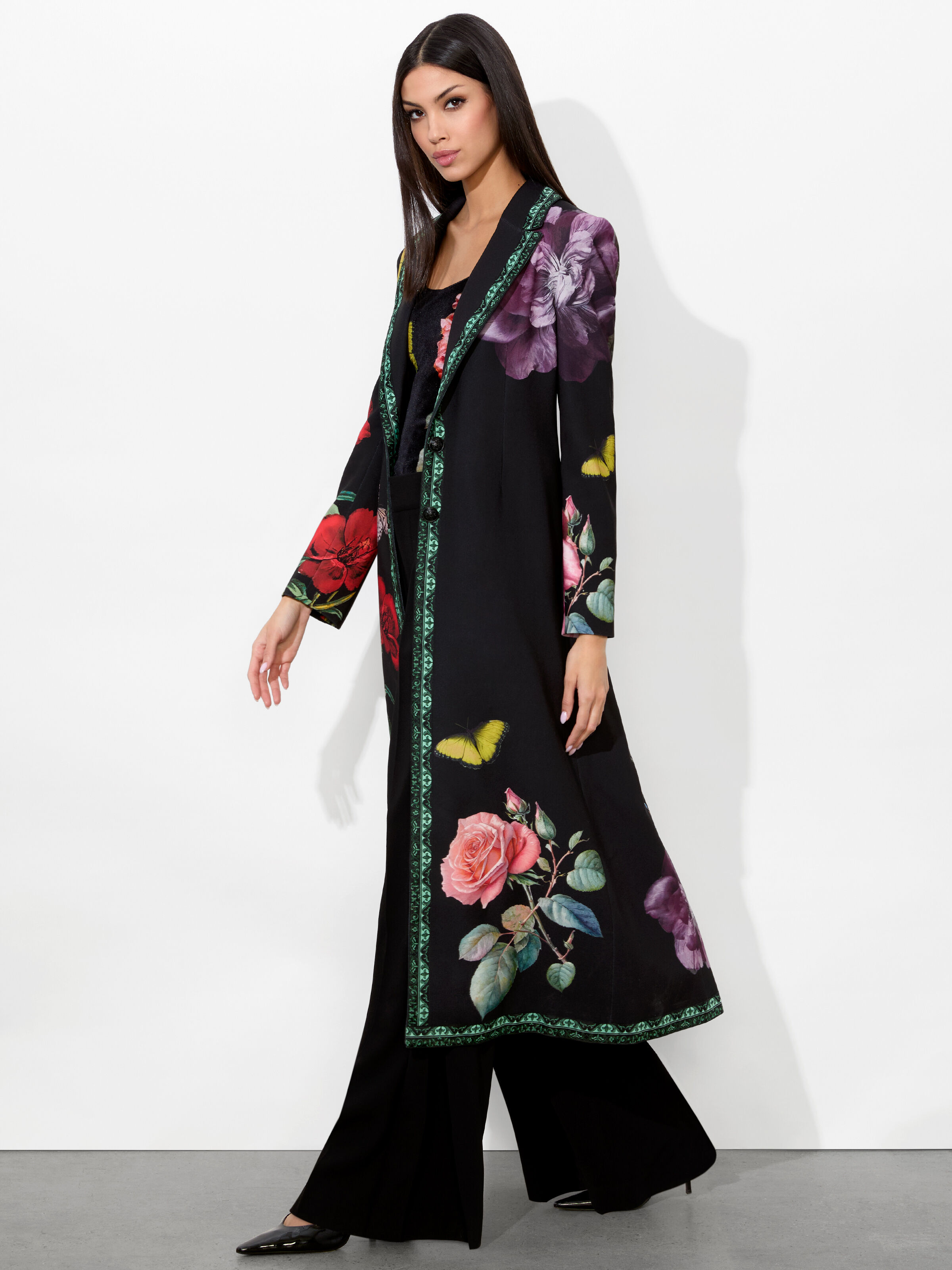 Bret Long Blazer In In The Wind Floral Alice Olivia