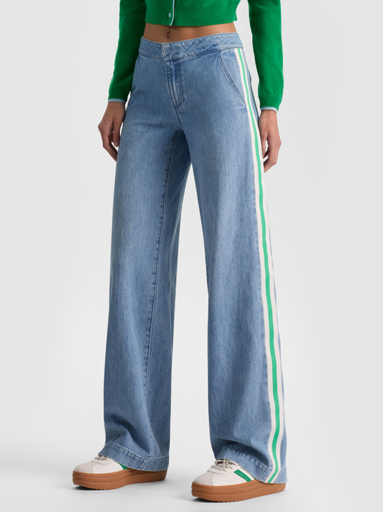 EDIE WASH/OFF WHITE/GREEN APPL-XANDER RACING STRIPE JEAN