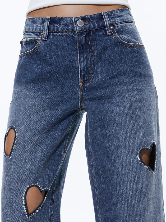 KARRIE EMBELLISHED HEART JEAN - TRUE BLUES DARK image 3 - Alice And Olivia
