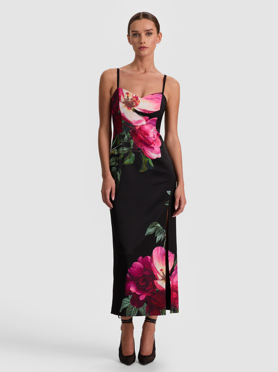 EMPRESS BLOOM BLACK-NINA MIDI DRESS