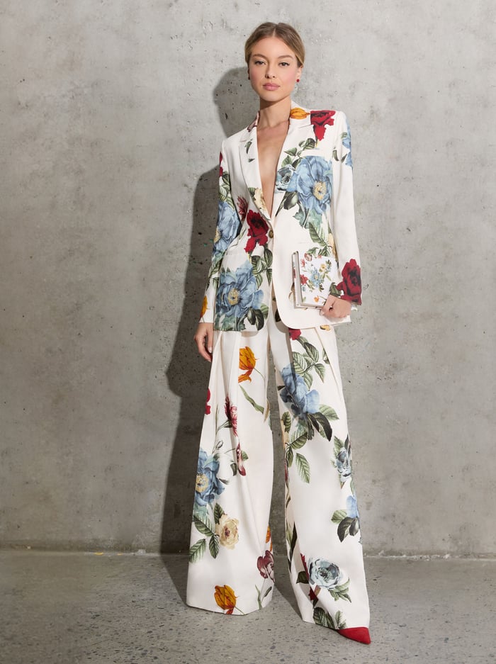 BREANN PRINTED LINEN BLAZER - PROVENCE FLORAL LG - Alice And Olivia