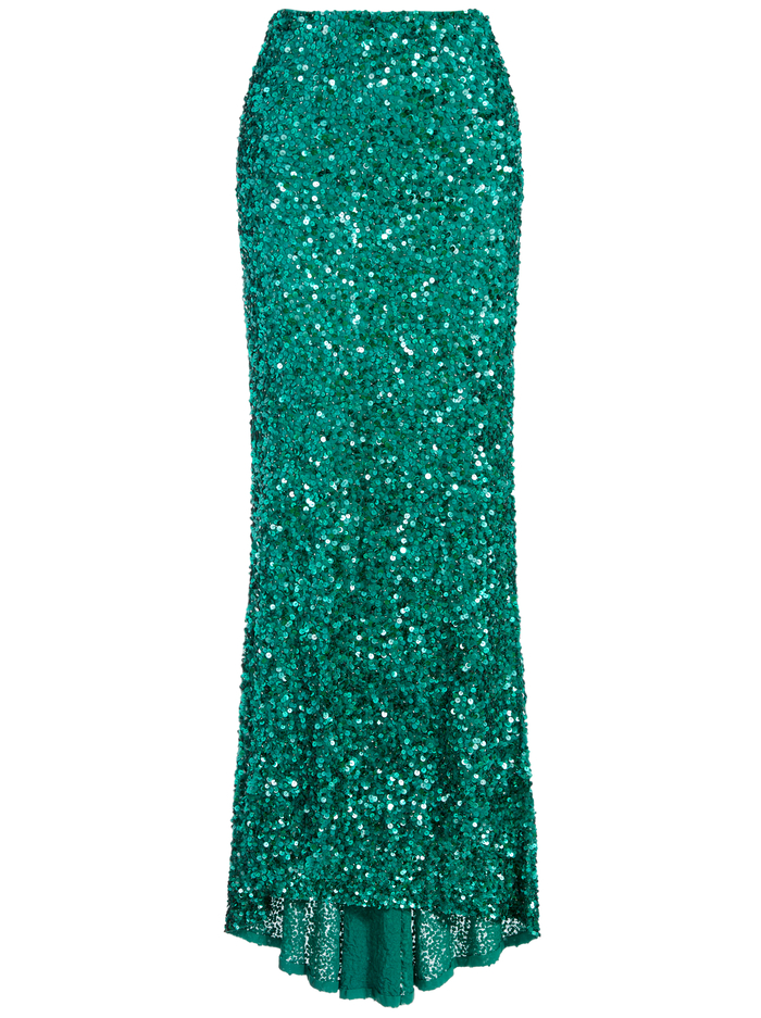 CHARITY SEQUIN GOWN SKIRT - DARK TEAL image 5 - ALICE + OLIVIA