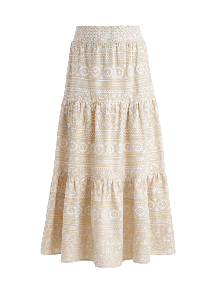 REISE TIERED MIDI SKIRT - NATURAL/WHITE image 5 - ALICE + OLIVIA