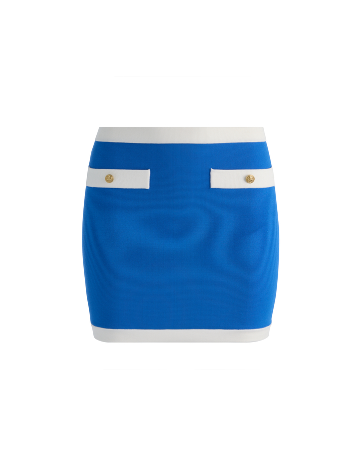 KIPP MINI SKIRT - BLUE IRIS/SOFT WHITE image 5 - ALICE + OLIVIA