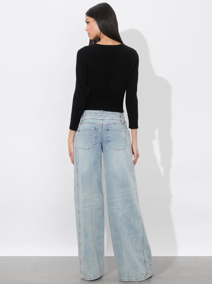 COOL DOUBLE WAISTBAND JEAN - ROCKSTAR BLUE image 2 - Alice And Olivia