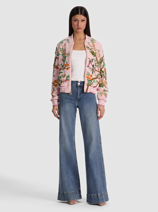 ENGLISH ROSE/MULTI-LONNIE EMBELLISHED VARSITY JACKET