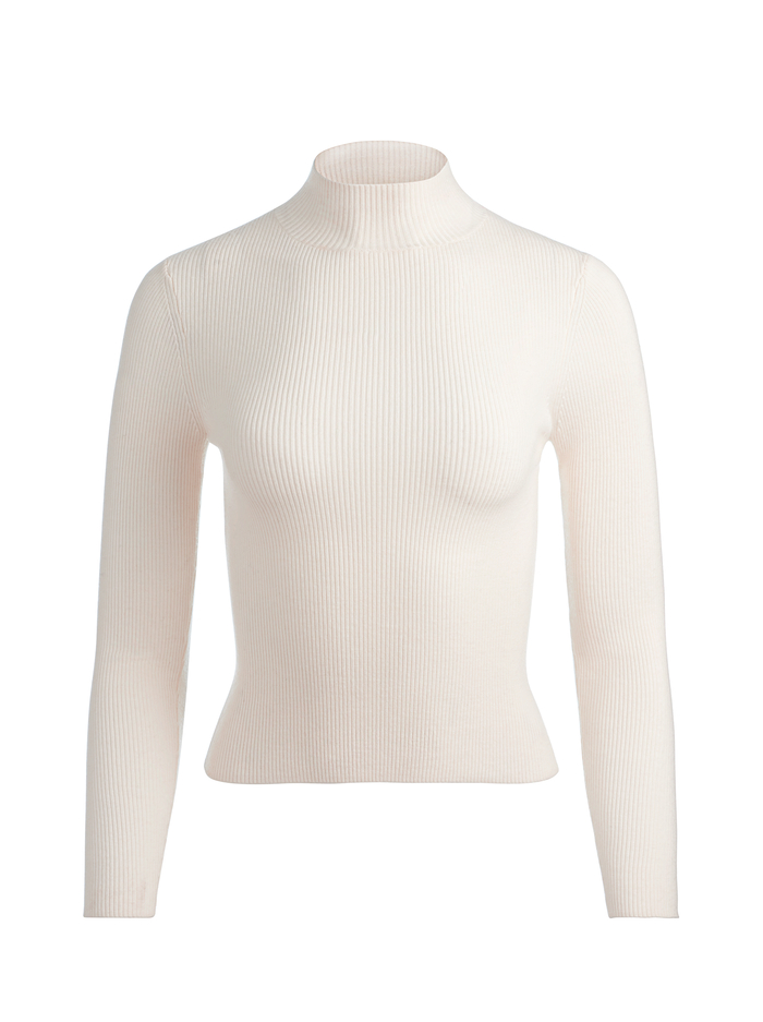 ROBERTA RIBBED TURTLENECK - ECRU image 5 - Alice And Olivia