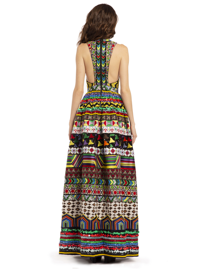 CASANDRA SEQUIN V-NECK BALL GOWN - MULTI image 3 - ALICE + OLIVIA