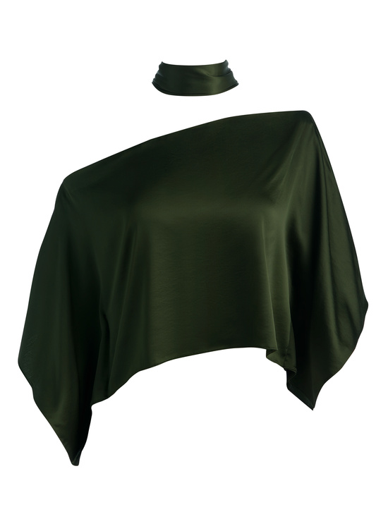 DARK FERN-RITA DRAPED TOP WITH SCARF