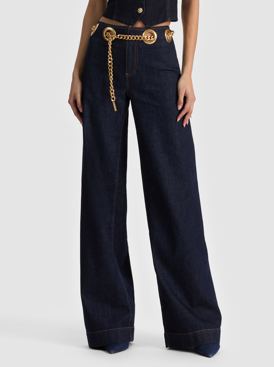 DARK RINSE-JASPER CHAIN BELT JEAN