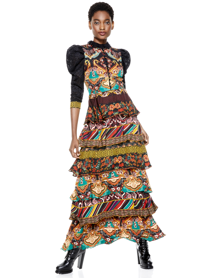 WILHEMINA TIERED MAXI DRESS - SPELLBOUND MULTI/BLACK image 2 - ALICE + OLIVIA