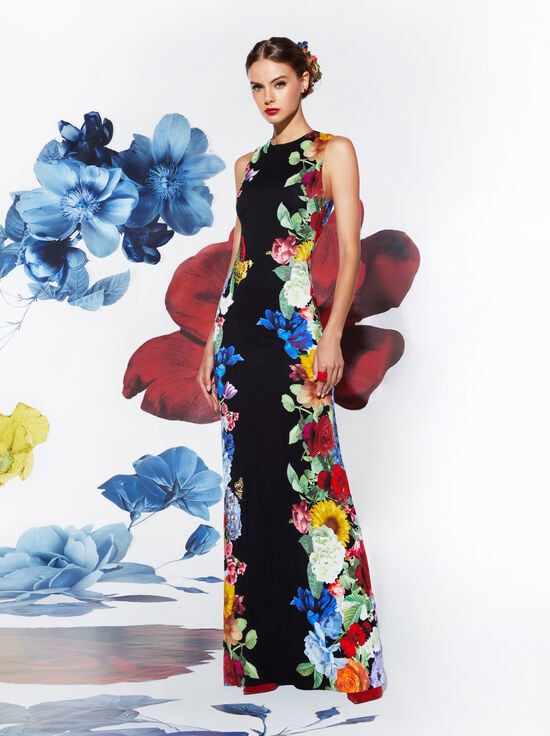 GARDEN BRUNCH BLACK-DELORA OPEN BACK MAXI DRESS