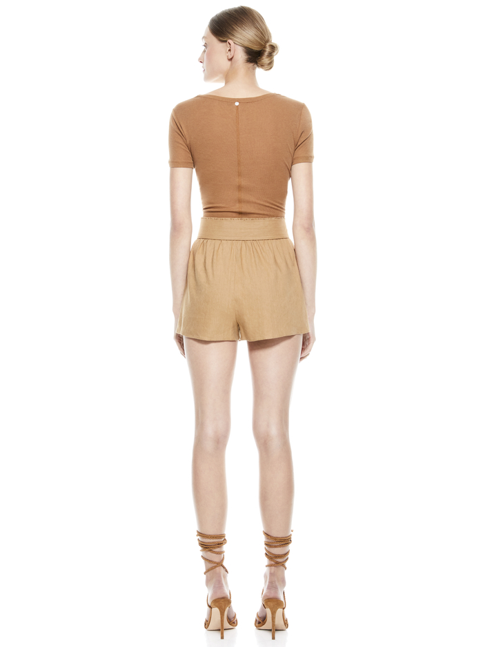 LINN PAPER BAG SHORT - TAN image 2 - Alice And Olivia