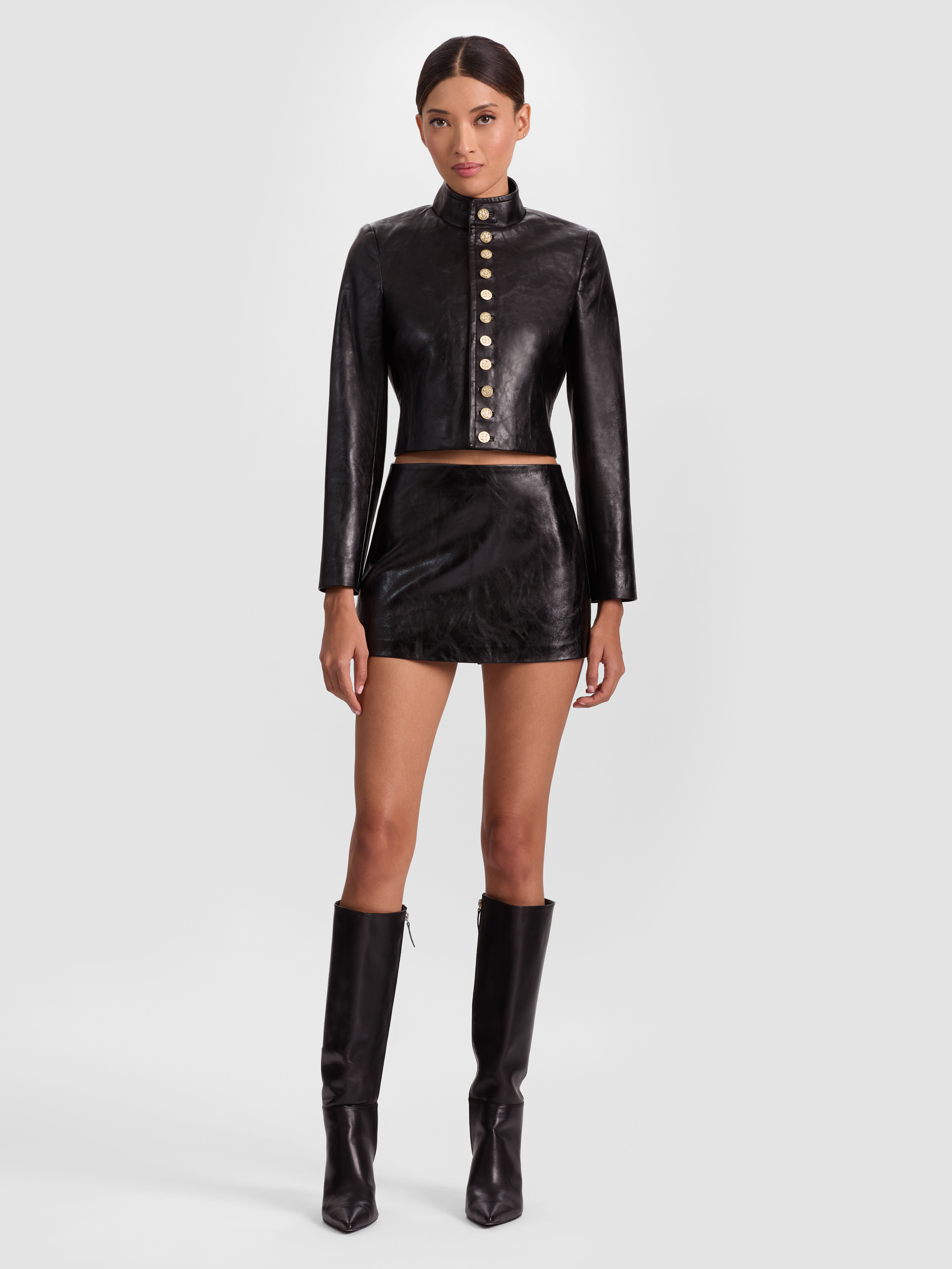 NEW HARVEY LEATHER JACKET in BLACK | ALICE + OLIVIA
