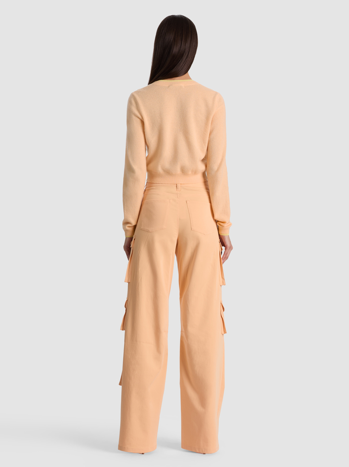 DOLLIE TWO TONE CASHMERE CARDIGAN - LIGHT PEACH/BUTTER image 2 - ALICE + OLIVIA