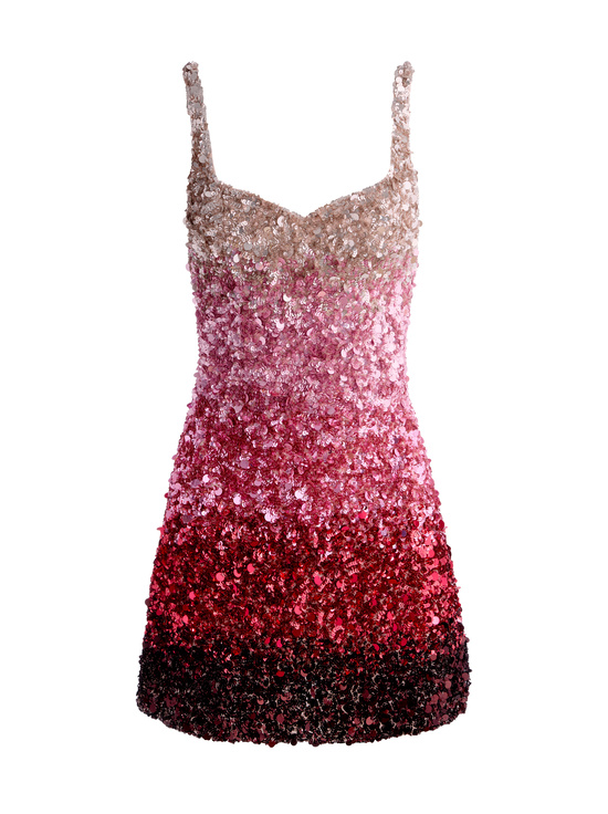 ASCENDENT OMBRE DEEP PINK-EVE EMBELLISHED MINI DRESS