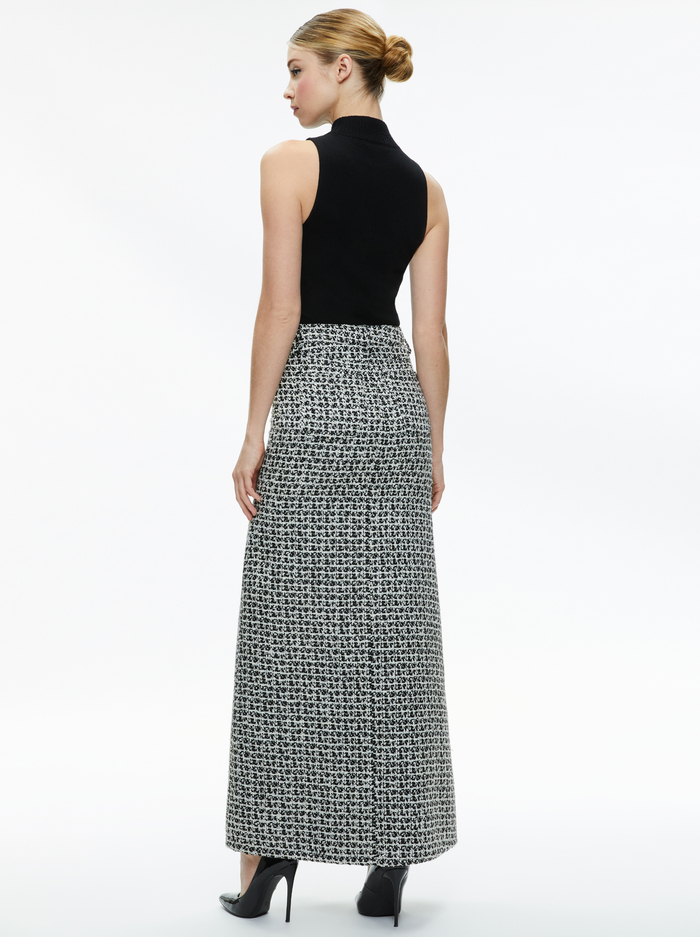 RYE TWEED MAXI SKIRT - BLACK/OFF WHITE image 1 - Alice And Olivia