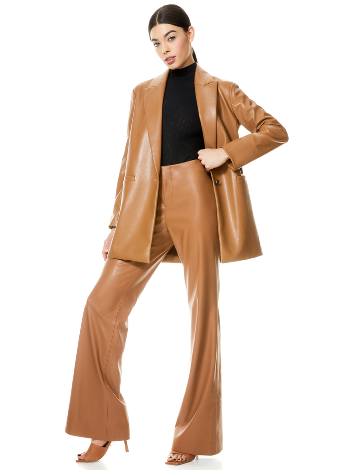 LORINDA VEGAN LEATHER PANT - CAMEL image 5 - Alice And Olivia