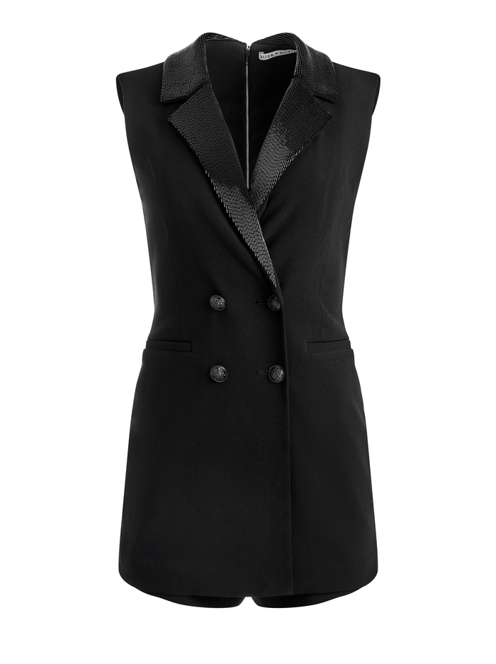 CARLENA TUXEDO ROMPER - BLACK image 5 - Alice And Olivia