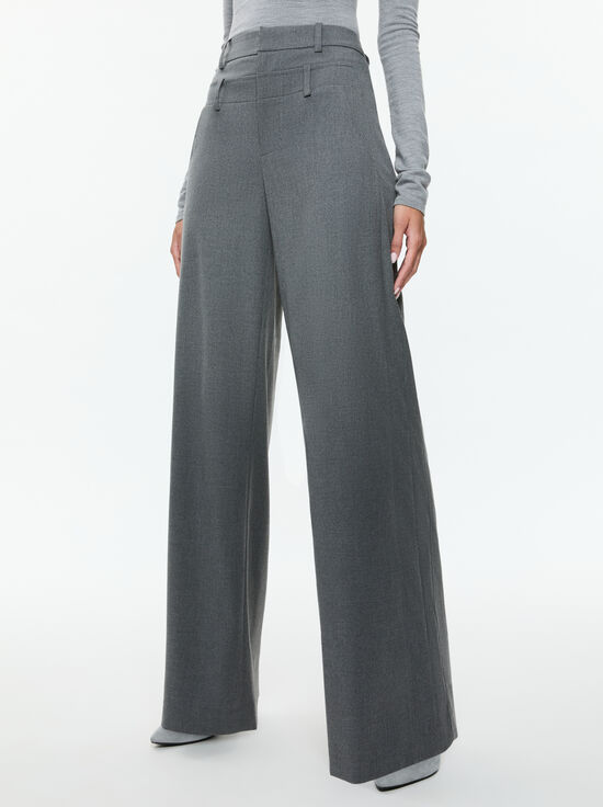 SHADOW GREY MELANGE-ASPEN DOUBLE WAIST PANT