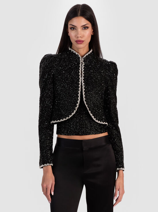 BLACK/CLEAR-ILARIA EMBELLISHED JACKET