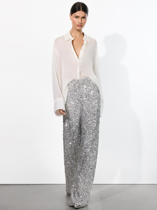SILVER-MAME SEQUIN PANT