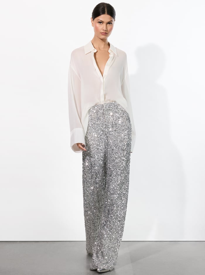 MAME SEQUIN PANT - SILVER image 4 - Alice And Olivia