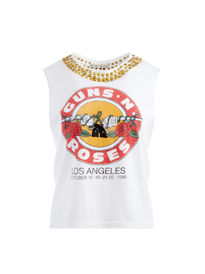 MILLER STUDDED BOYFRIEND TANK - WHITE/MULTI image 5 - Alice And Olivia