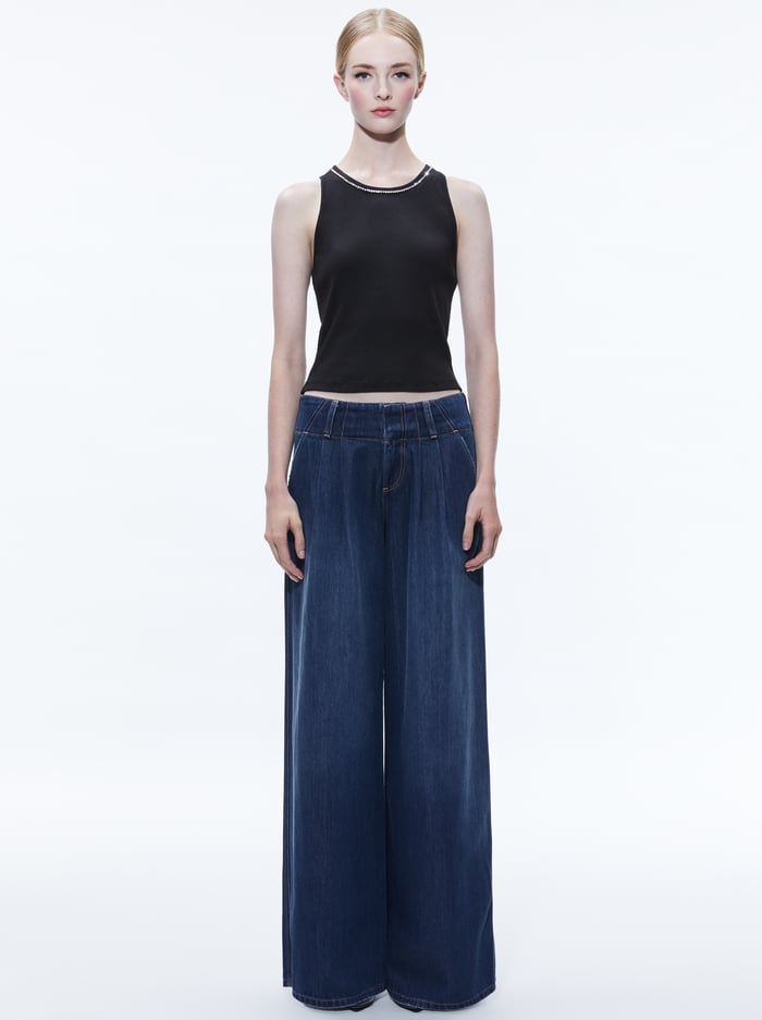 ANDERS LOW RISE PLEATED JEAN - LOVE TRAIN image 2 - Alice And Olivia