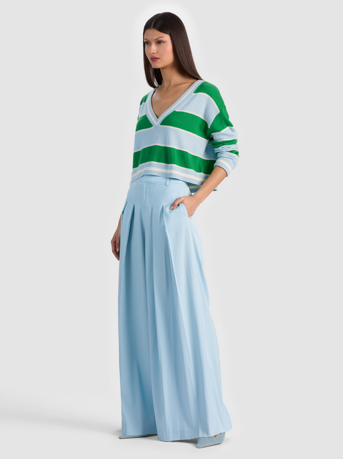 AYDEN CASHMERE PULLOVER - HRLOM STRIPE CROLNA BLU/GRN AP image 4 - ALICE + OLIVIA