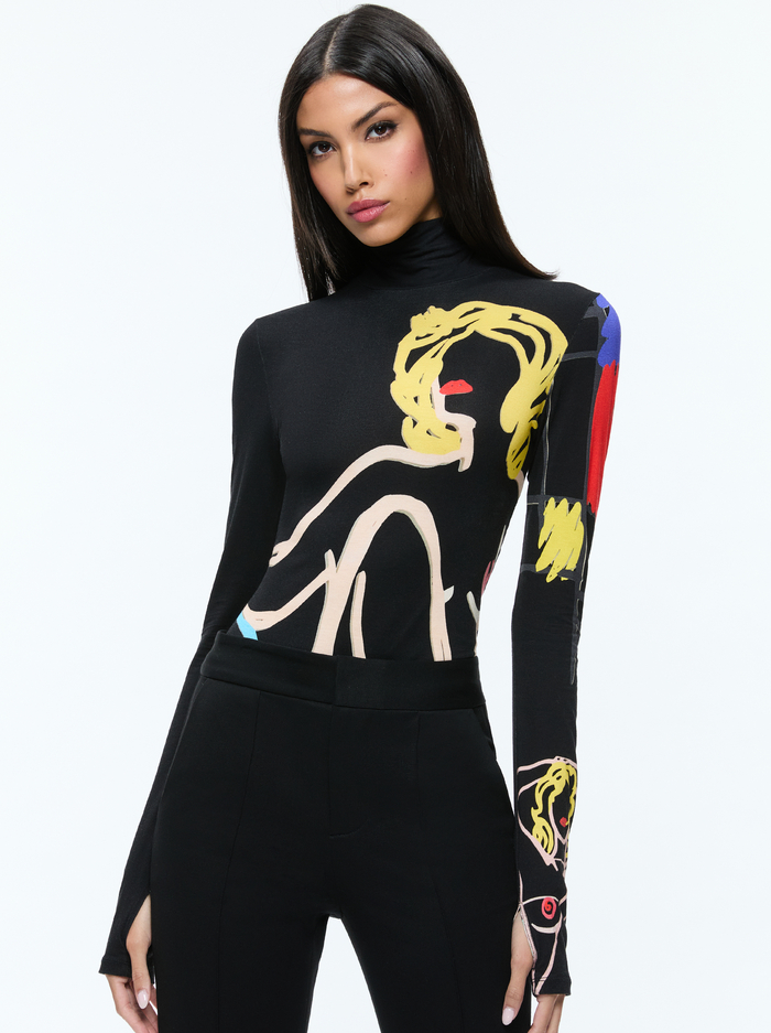 A+O X TOM WESSELMANN DELAINA LONG SLEEVE TURTLENECK TOP - NATURAL BEAUTY - Alice And Olivia