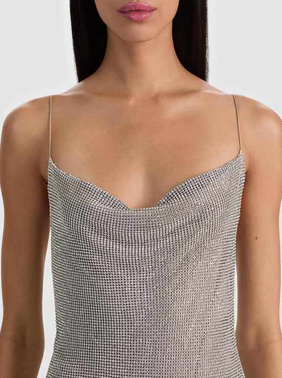 SILVER/CHAINMAIL-HARMONY CHAINMAIL SLIP DRESS