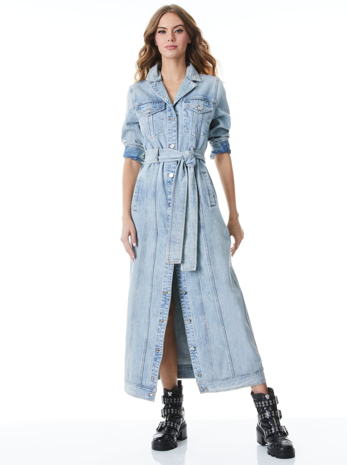 DAREN MAXI DENIM JACKET - ROCKSTAR BLUE image 2 - Alice And Olivia