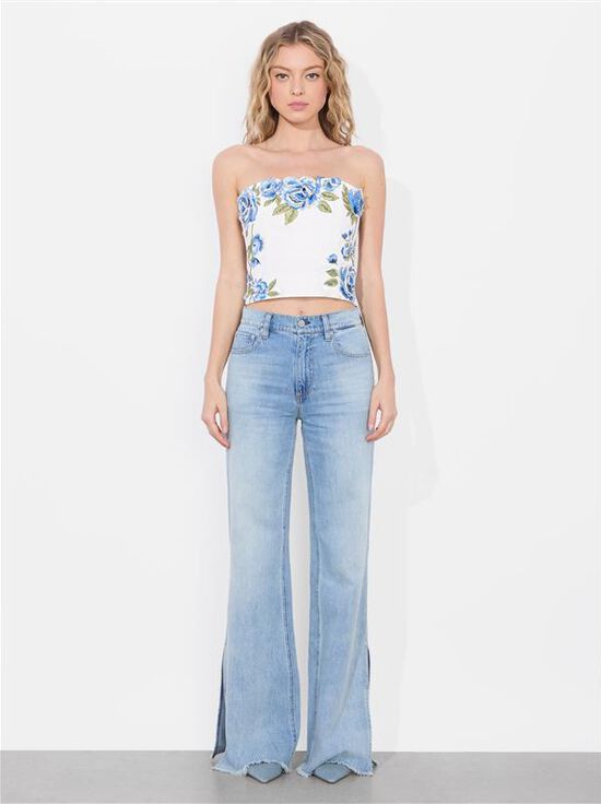 OFF WHITE MULTI-CECE EMBELLISHED TOP