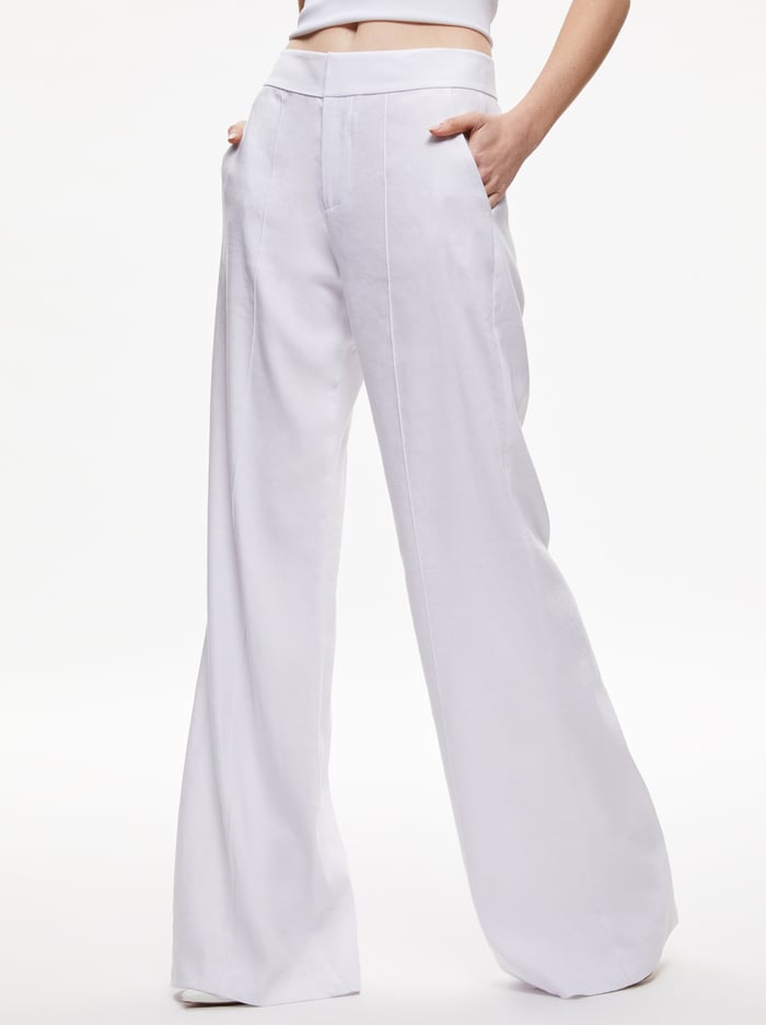 DYLAN HIGH WAISTED LINEN WIDE LEG PANT - WHITE - Alice And Olivia