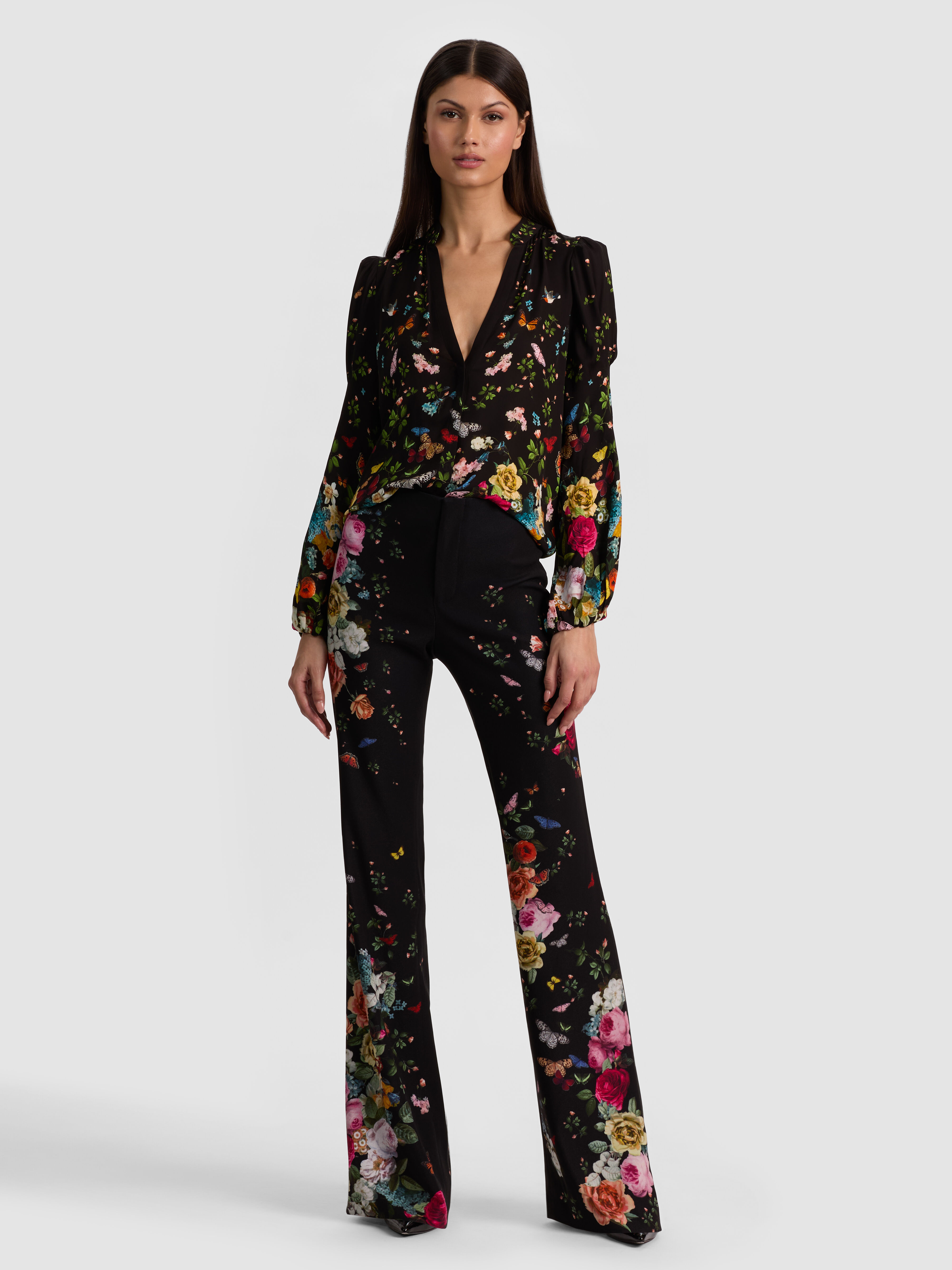 DELORA LACE PANELED DRESS in BLACK | ALICE + OLIVIA DELORA LACE PANELED DRESS in BLACK | ALICE + OLIVIA
