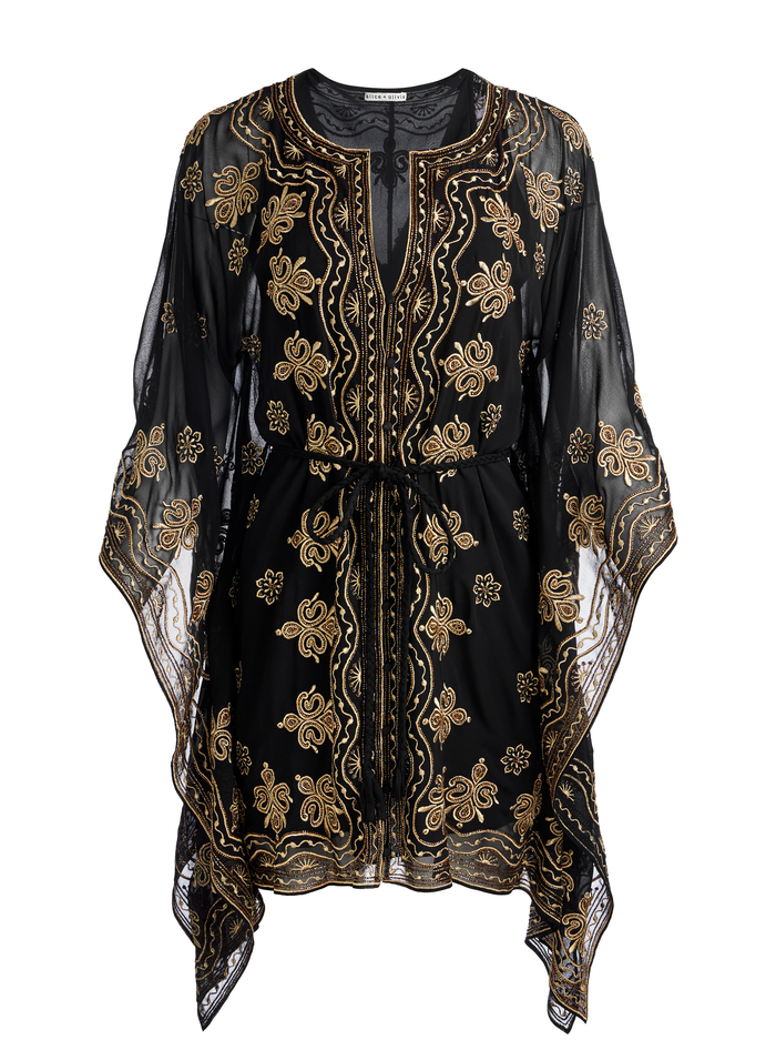 MARVA EMBELLISHED MINI KAFTAN - BLACK/PALE GOLD image 6 - Alice And Olivia