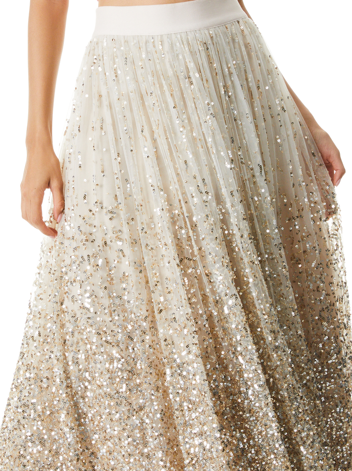 CATRINA SEQUIN GOWN SKIRT - SESAME/MULTI image 3 - Alice And Olivia