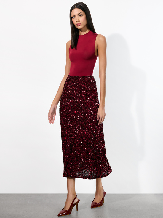 GARNET-MAEVE SEQUIN SLIP SKIRT