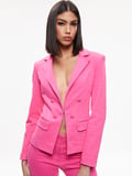 MYA NOTCH COLLAR FITTED DENIM BLAZER - CANDY