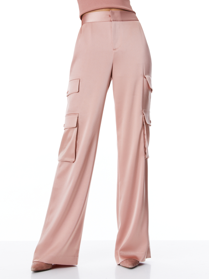 HAYES HIGH WAISTED WIDE LEG CARGO PANT - BURNT ROSE - Alice And Olivia