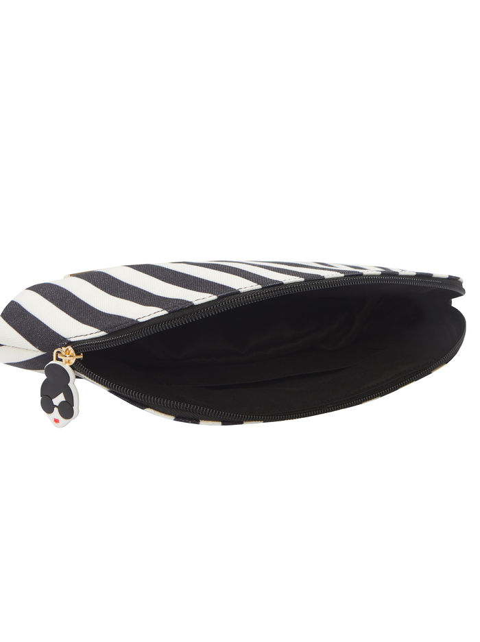 A+O X FABFITFUN PENCIL POUCH - POSITANO STRIPE SM BLACK image 3 - Alice And Olivia