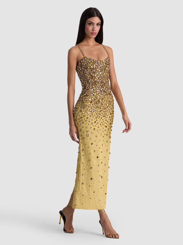 NINA EMBELLISHED MIDI GOWN - BUTTER image 5 - ALICE + OLIVIA