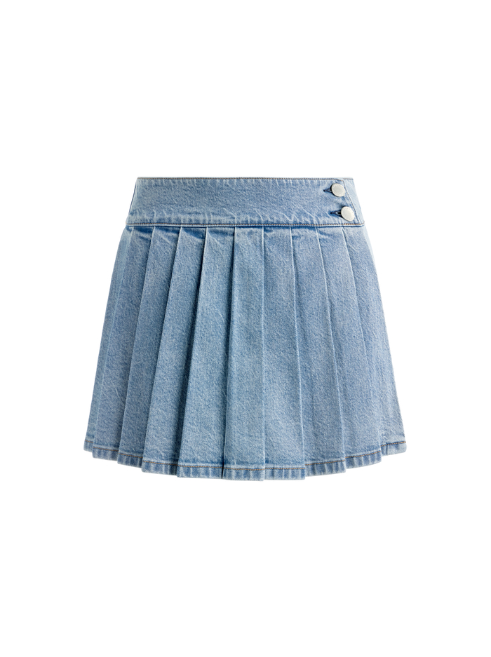 NOAH DENIM PLEATED SKORT - GEORGIA VINTAGE BLUE image 5 - Alice And Olivia
